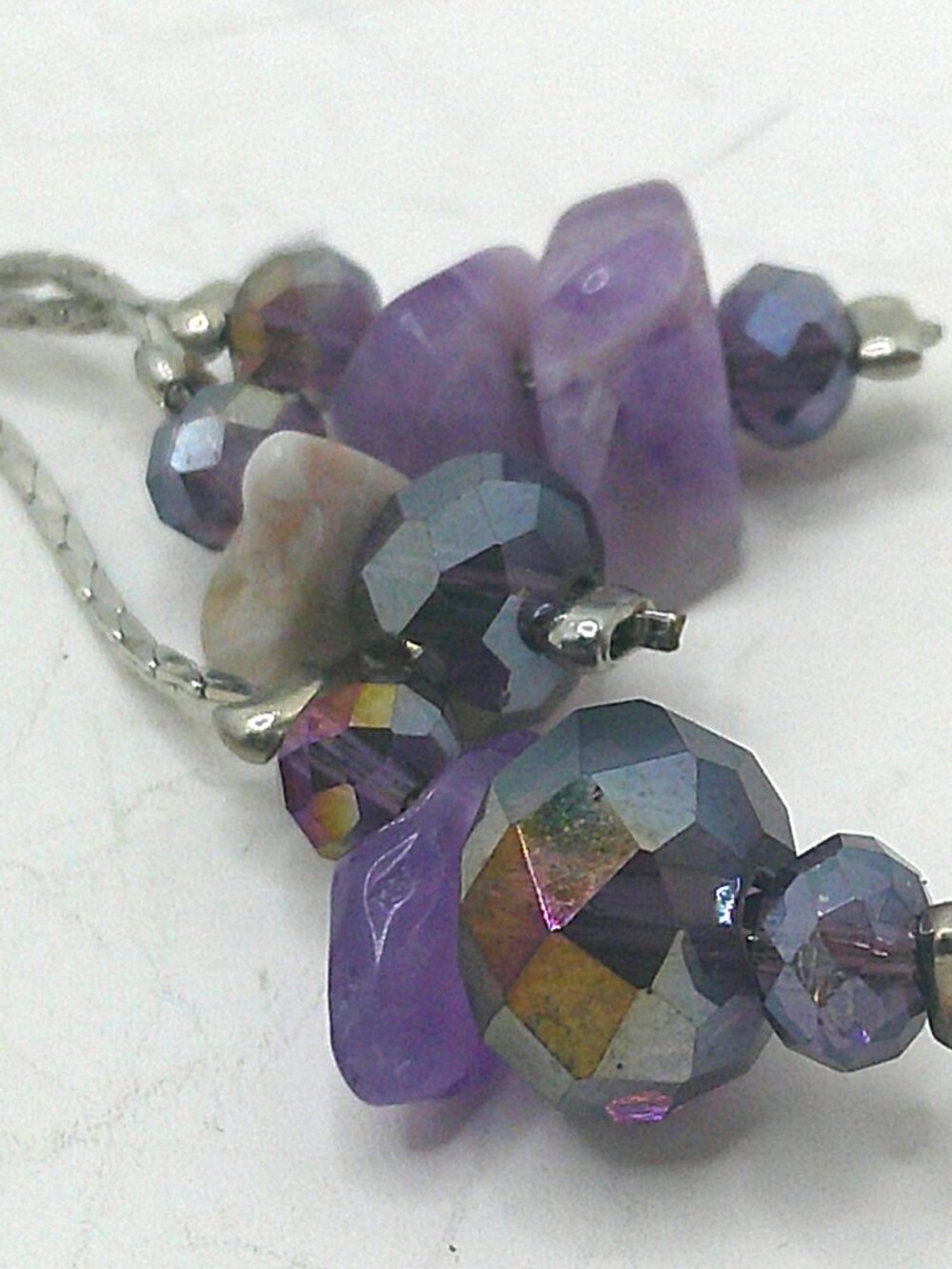 Amethyst Nuggets with Faceted Bead Dangle Earrings